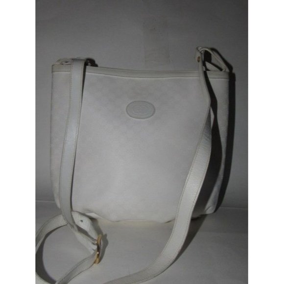 Gucci Vintage White Small G Logo Print Satchel Coated Canvas and Leather - Picture 7 of 12